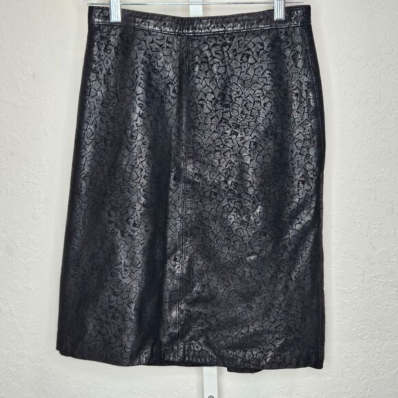 Vintage Winlit Black Embossed Leather Moto Y2K Skirt Size XS S - Picture 1 of 6